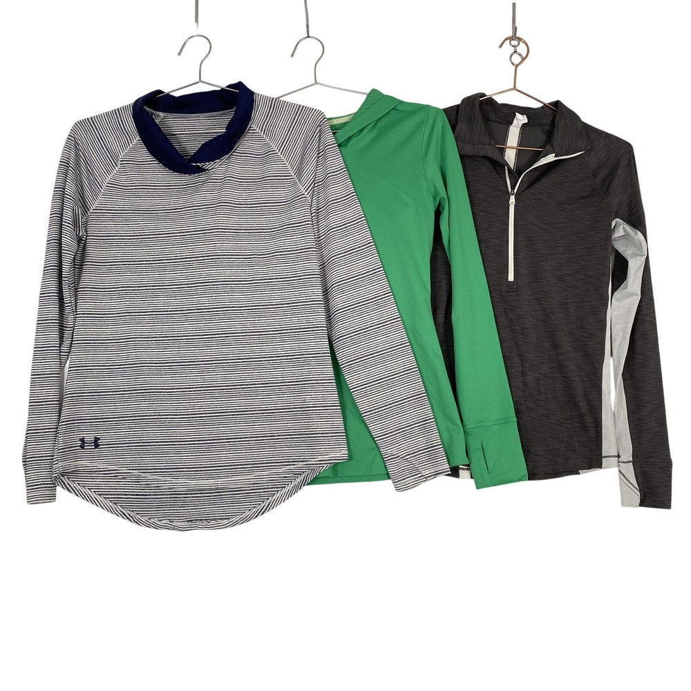 Under Armour ColdGear Shirts Womens Medium Lot 3 Long Sleeve Running Pullover